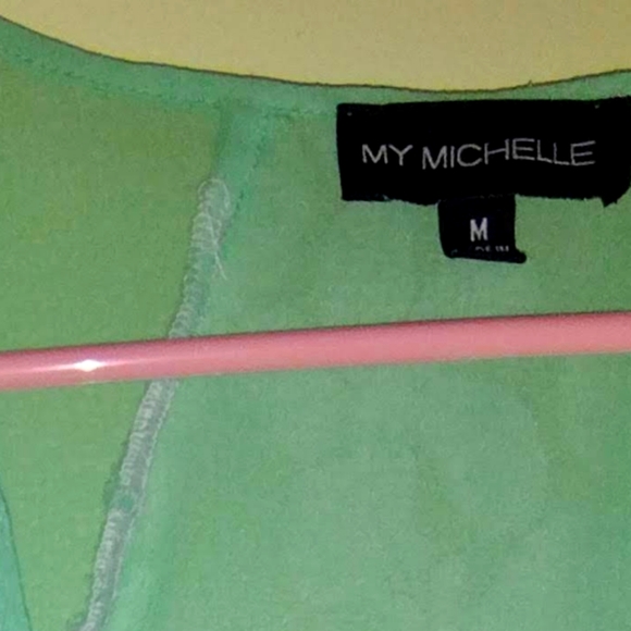 Women's My Michelle sheer V neck blouse with lace back - Picture 8 of 8